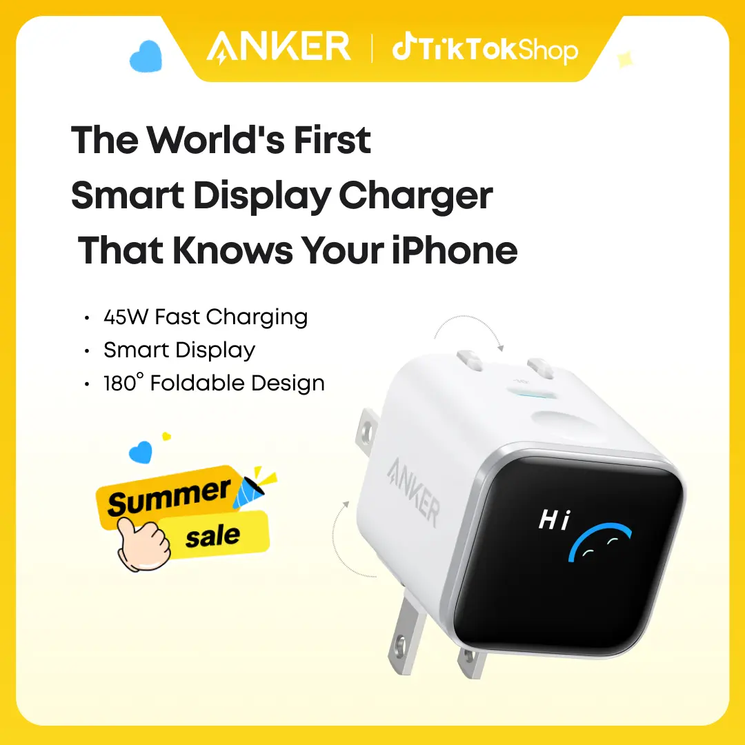【Perfect Charger for iphone】Anker 45W Fast Charging USBC Charger with LED Display, Fast Charging Block  for iPhone 17/16/15 Series, MacBook, Apple , Safe & Compact Power Adapter for Apple Devices,summerwins,FathersDayGift，#DealsForYouDays