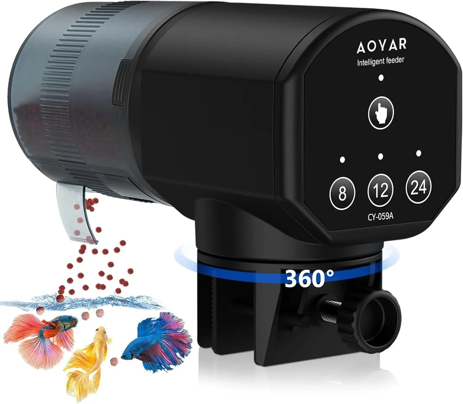 Automatic Fish Feeder Dispenser for Aquarium 200ml Large Capacity Auto Feeders for Small Tank Turtle Betta Koi Battery Food Feeding Timer for Flakes Pellet Vacation Weekend
