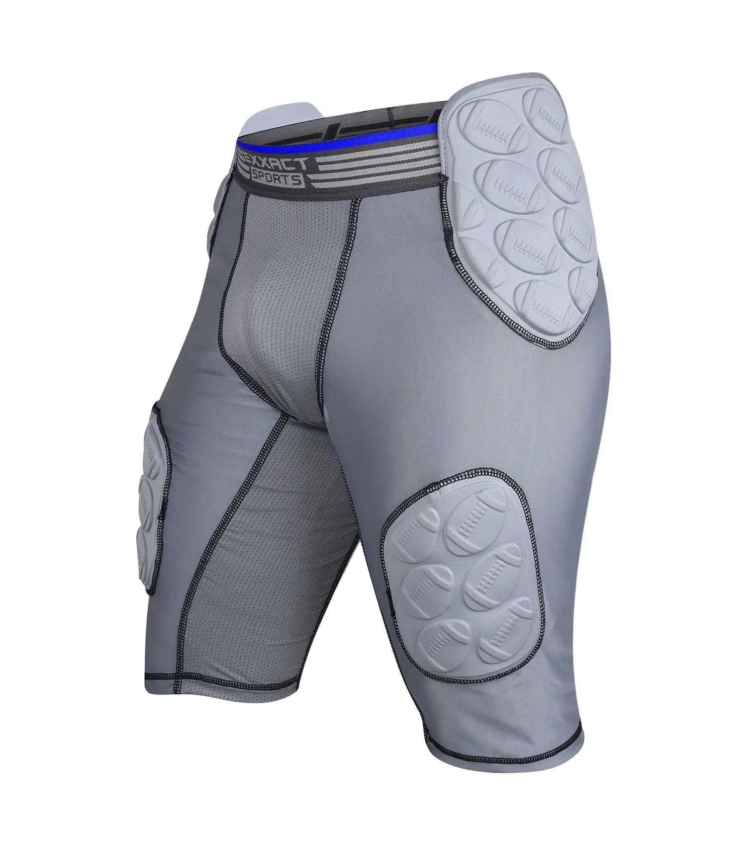 Exxact Sports Youth Boys' 5-Pad Compression Football Girdle - S/M Sizes, EVA Foam Padding, Cup Pocket, Snug Elastic, Machine Wash, Comfortable Fit, Gray, for Football Training