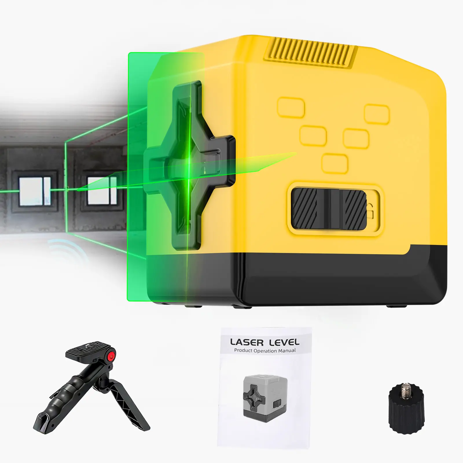 Pocket Cross Laser Level, 2 Lines Laser Level,green lines, Self-Leveling Cross Line Laser , for Construction Picture Hanging, Battery Included Measurement Modes Tool