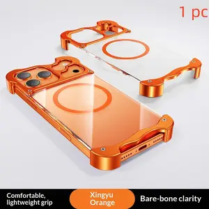 Transparent Magnetic Metal Phone Case Cover for iPhone 17 Pro Max, Anti-Collision Protection, Aluminum Alloy PC Material, Shockproof Design
