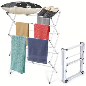 Steel Lightweight Foldable Portable Laundry Drying Rack for Air Drying Clothing - Indoor, Outdoor Use