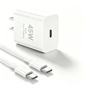 (1/2/3sets)Samsung Super Fast Charger Type C 45W GaN Power USB C Charger PPS/PD Charging White & 10FT Cable for Samsung Galaxy S26 Ultra/S26/S26+/S25 Ultra/S25/S25+/S24 Ultra/S24/S24+/S23 Ultra/S23/S23+