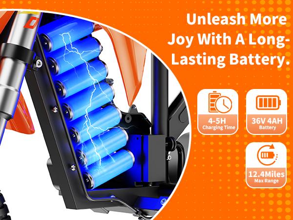 MileRocket1 Kids Electric Bike, 36V 300W Motor, 3-Speed Modes Up to 15.5MPH, 9.32 Mile Range, Dual Suspension,12 * 2.75" Tires, for Height 3.8-4.7ft