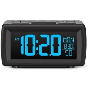 Large Digital Multifunctional Alarm Clock Radio with Va Display, Seven-Color Backlight, Portable Fm Radio, Sleep Timer, Bedside Clock for Seniors, Desktop Electronic Clock, USB Powered Clocks