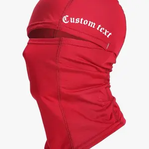 Custom Text Red Ski Mask with Balaclava Design and Adjustable Fit