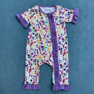 Mardi Gras holiday toddle baby girls holiday romper