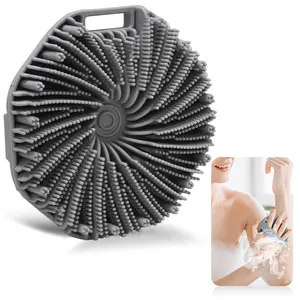 Silicone Body Scrubber Shower Brush with Hanging Hole, Exfoliating Brush for All Skin Types, No-Slip Handle, Effective Showering Exfoliation body Wash Scrubber for Men Women