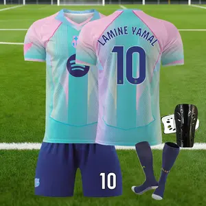 Barca Blue Away 2025/26 Football Kit – Player Version – Premium Polyester Fabric, V Neck Football Kit, Sports Uniform with Shorts, Unisex Training Outfit