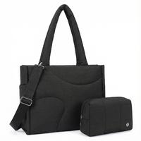 Black tote bag+Black makeup bag