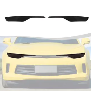 CheroCar 2019+ Chevy Camaro Smoked Black Front Headlight Panel Cover Trim ABS Material UV Resistant Easy DIY Install