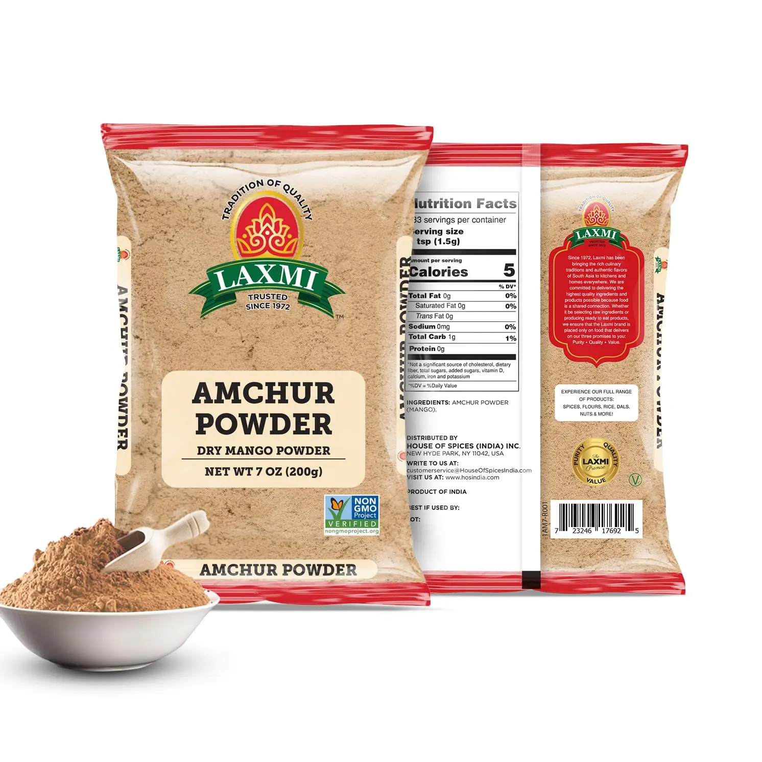 Laxmi Premium Amchur Powder (Dry Mango Powder) | Tangy Indian Mango Spice | Perfect for Chaat, Curries, Marinades, Snacks & Seasoning | Trusted Since 1972