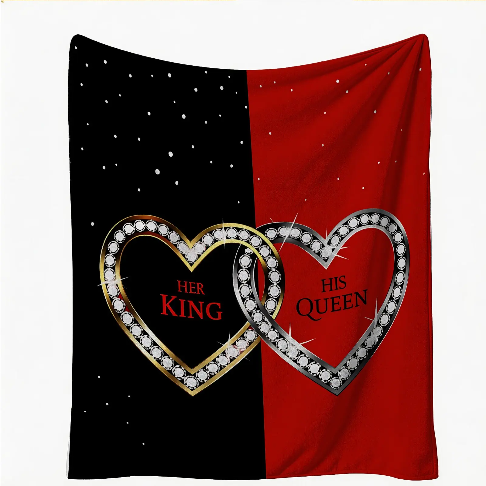Her King His Queen Couple Heart Printed Beach Towel Super Absorbent Towel Quick Dry Absorbent Perfect for Couple Seaside Vacation Photo Essentials in Spring and Summer Quick Dry Towels