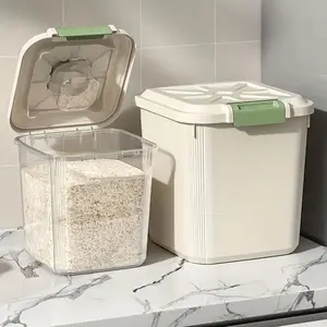Food Grade Plastic Storage Container, Insect & Moisture Resistant, Precise Measuring Cup Design, Ideal for Rice Flour & Pet Food