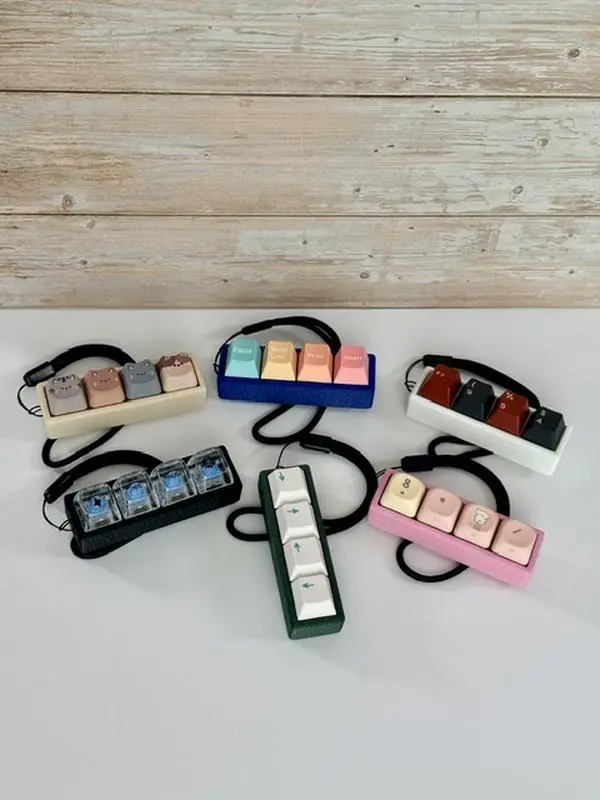 Sensory Keycap Fidgets 4 Keys Clicky Creamy Silent Textured for Focus & Stress Relief with Lanyard for On-the-Go Use