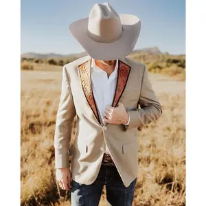 Men's Slim Fit Casual Blazer Western Cowboy Style Denim Jacket for Streetwear Menswear Suit Long Sleeve Midi Formal Wetsuit(Home Supplies)