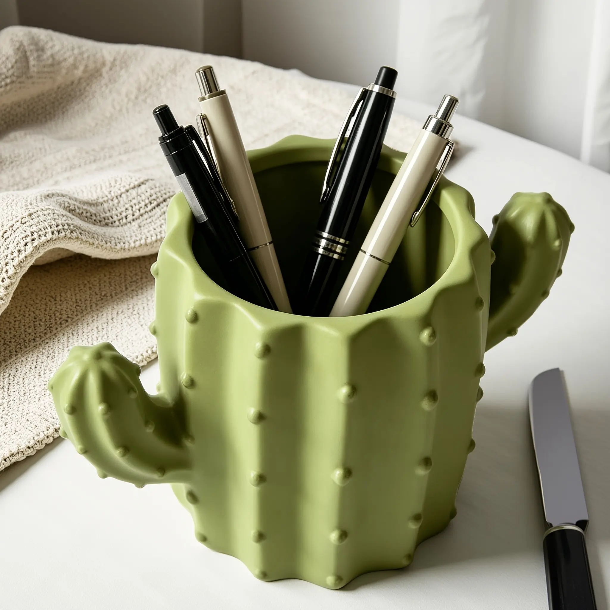 Creative Cactus Pen Holder, Ideal for Students, Fashionable Multi-Functional Storage Box, Perfect for Organizing Office Supplies, Unique Design, Pencil Holder, Stationery Organizer, Office Desk Accessory