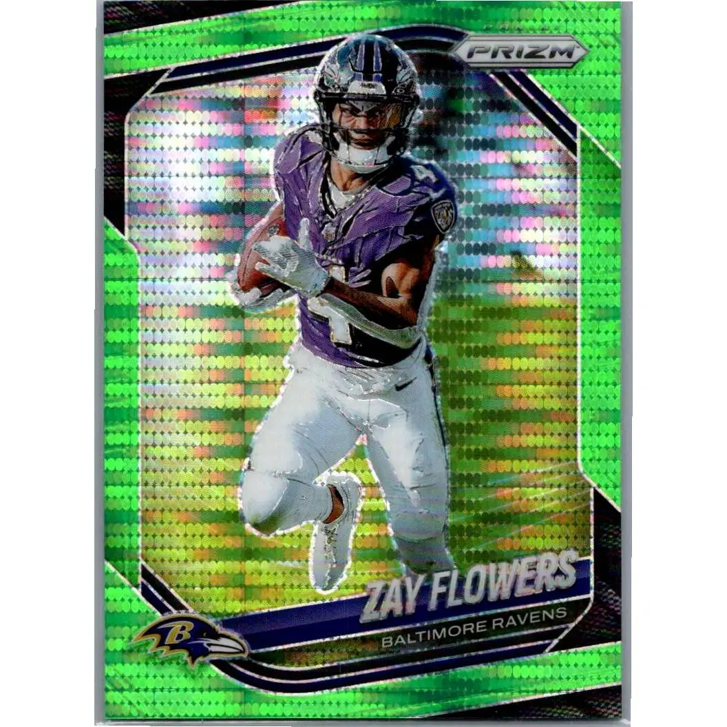 2025 Panini Prizm #106 Zay Flowers Neon Green Pulsar