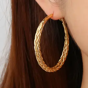 GANIA Gold/Silver Twisted Hoop Earrings for Women Hypoallergenic Large 30/40/50/60MM Exquisite Craftsmanship Daily Wear Ideal Gift Choice   Valentine's Day gift