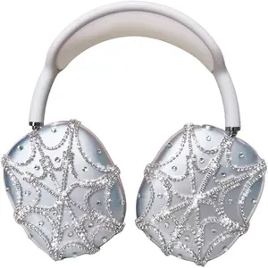 Rhinestones Spider Web AirPods Max Cover Glittering Headphones Case for Airpods Max Cute Airpod Pro Max Ear Covers Protective Accessories