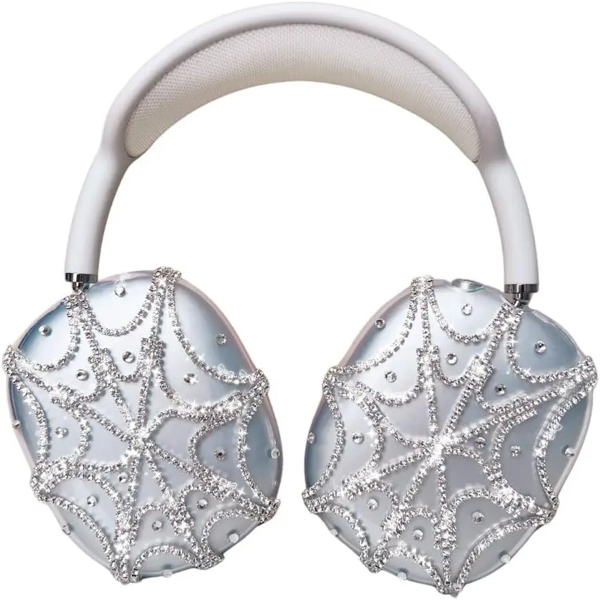 Rhinestones Spider Web AirPods Max Cover Glittering Headphones Case for Airpods Max Cute Airpod Pro Max Ear Covers Protective Accessories