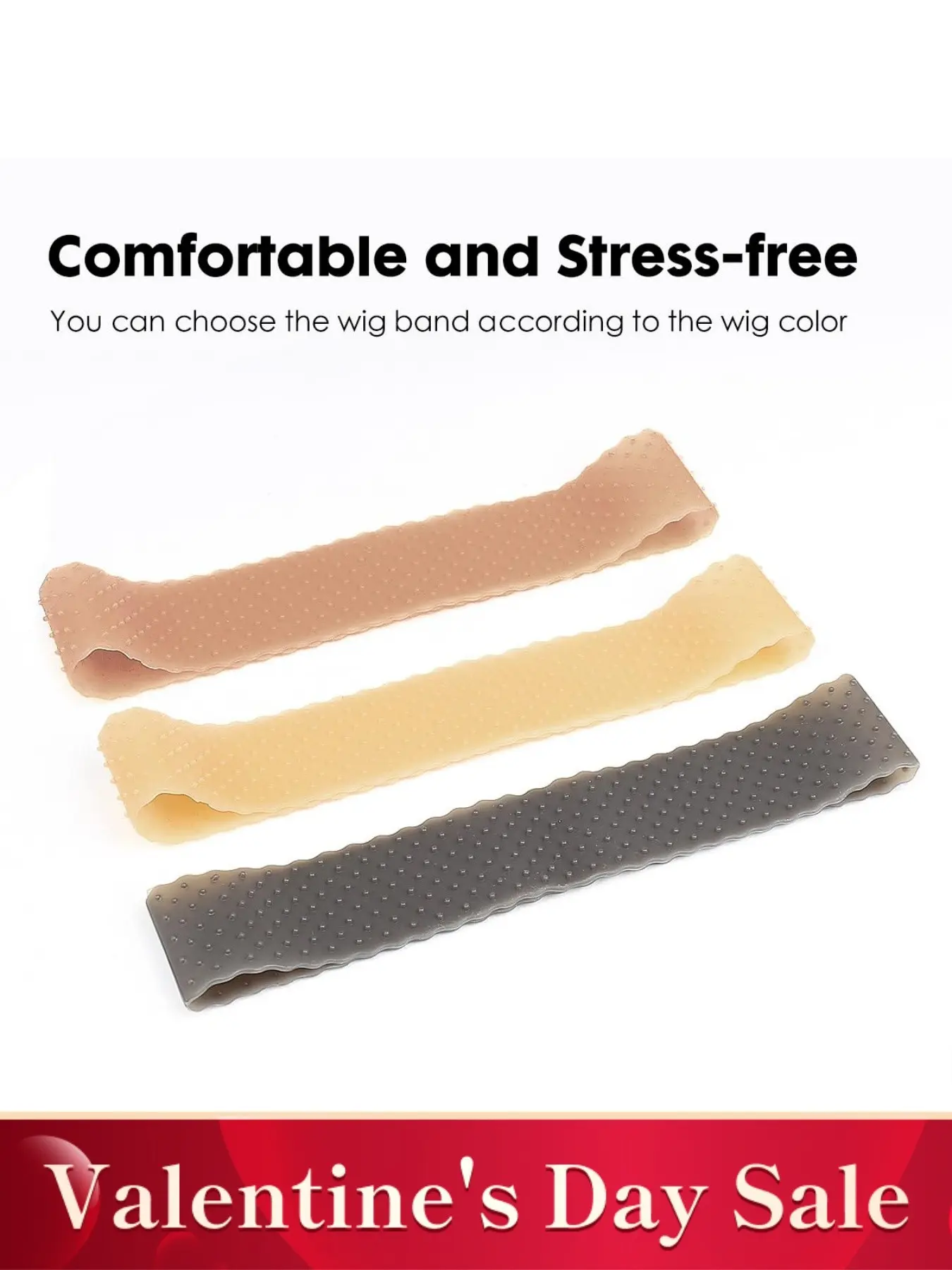 3Pcs Wig Grip Band Non-Slip Silicone Wig Headband Hair Band for Women Adjustable Wig Fix Seamless Wig Band Elastic Wig Gripper Cap for Lace Wigs to Hold Wig Headbands for Wigs(Black/Skin/Light Brown Color)