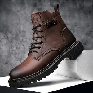 Genuine Leather  High Top Original Mens Boots with Durable Laces Comfortable Sole for Everyday Wear Authentic Look and Feel Plain Design