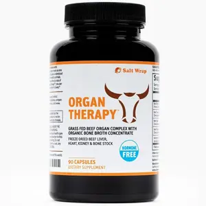 SaltWrap Organ Therapy - Grass Fed Beef Organ Meat Complex Supplement with Organic Bone Broth Concentrate (Beef Liver, Heart, Kidney and Bone Broth Capsules with BioPerine) Desiccated, 90 Capsules