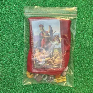 San Martin Caballero Amulet with Prayer, Traditional Religious Collectibles, Decorative Ornaments for Home Room Decor