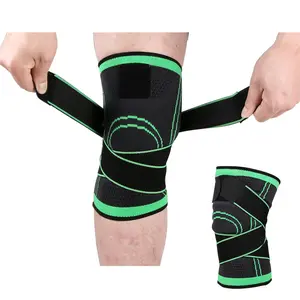 Knee Sleeve, Knee Brace with Adjustable Pressure Straps,Compression Fit Support -for Joint Pain and Arthritis Relief, Improved Circulation Compression (Medium, Green)
