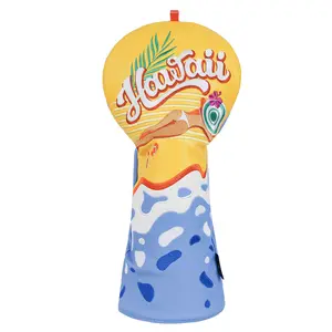 Craftsman Golf Hawaiian Wave Driver Headcover, Summer Style, Embroidered PU Leather, Ideal Gift for Golfer