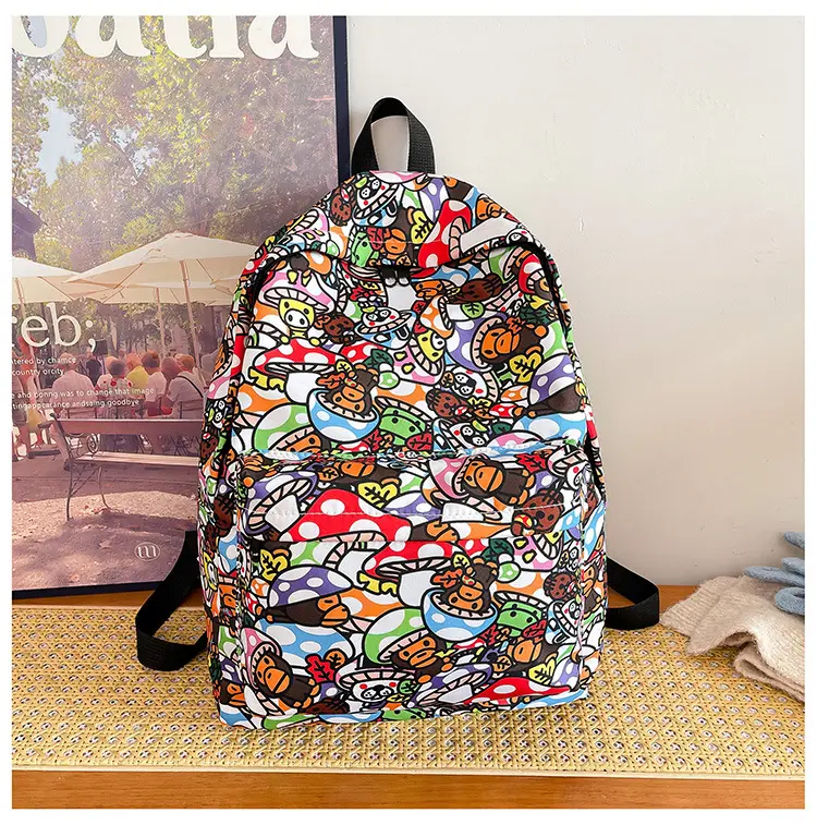 Cartoon Monkey Print Backpack – Stylish Casual Student School Bag for Boys and Girls, Versatile Daypack for School, Travel and Outdoor Use