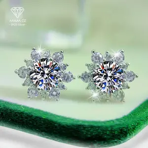 S925 Silver 1-Carat 5A CZ Women'S Snowflake Earrings, Perfect For Birthdays, Valentine'S Day, Teacher'S Day, Christmas, New Year Gifts, Daily Wear, Vacations, Parties, And Weddings