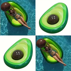 1pc, Avocado Pool Float Inflatable Circle For Adults - Pool Party Mattress With Ball - Pool Supplies Christmas Halloween Gift