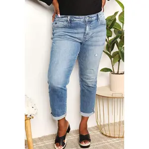 Kancan Full Size Mid Rise Slim Boyfriend Jeans