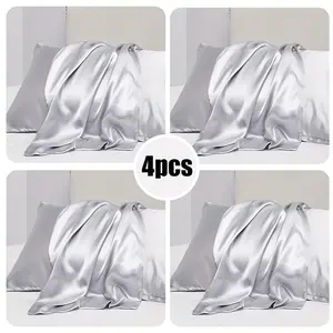 4pcs Satin Pillowcases -Silky Smooth & Glossy, Hair & Skin Care, Breathable Wrinkle Resistant, Luxury Soft, Machine Washable, Perfect Gift For Christmas, Valentine'S Day, Mother'S Day & Birthday