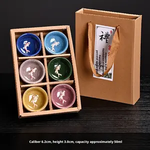 6pcs Handmade Ceramic Sake &Tea Cup Fish Cups Set-Japanese-Restaurant Drinking Bowls with Elegant Fish Base Design,Multi-Color Party Cups for Whiskey,Tequila,Sake,Soju,Tea-Ideal for Home Bars,Parties,Holiday Gifts