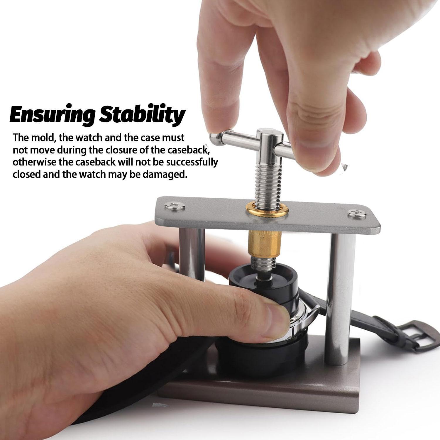 Professional Watch Press Tool Set with 12 Interchangeable Dies, Protective Film Included, 16Mm – 50Mm Round Dials, Rotary Type Rotating Handle, Stronger Downward Pressure, High Stability for Watch Enthusiasts’ Battery Replacement & Crystal Fitting