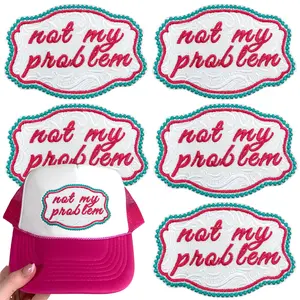 CY 5PCS Iron on Patches Tucker Hats Funny Phrase Embroidered Appliques DIY Accessories for Clothing Bags Jackets Jeans Backpacks