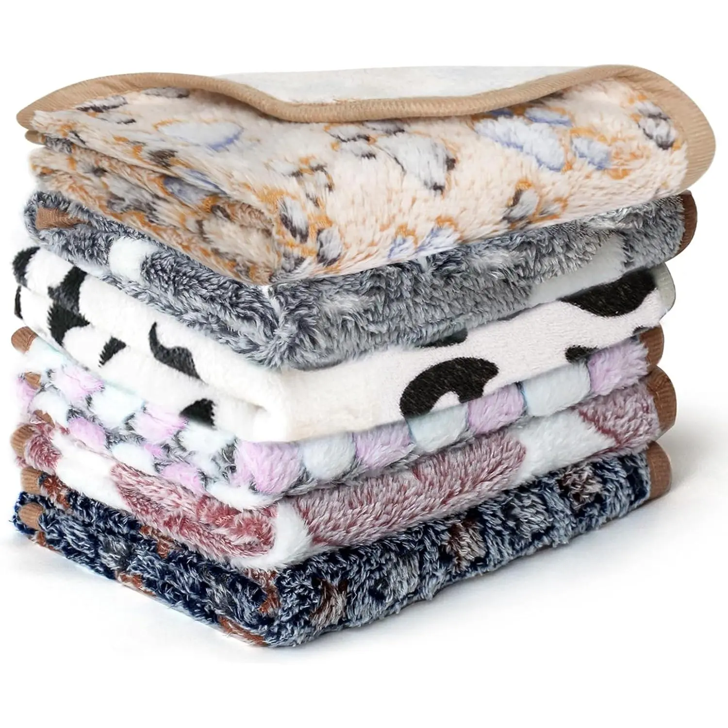 6 Pcs Absorbent Washable Reusable Small Animal Fleece Bedding Cage Liners Pet Pee Pad Sleep Mat for Hamster Ferret Rabbit Chinchilla Hedgehog (16"x24")
