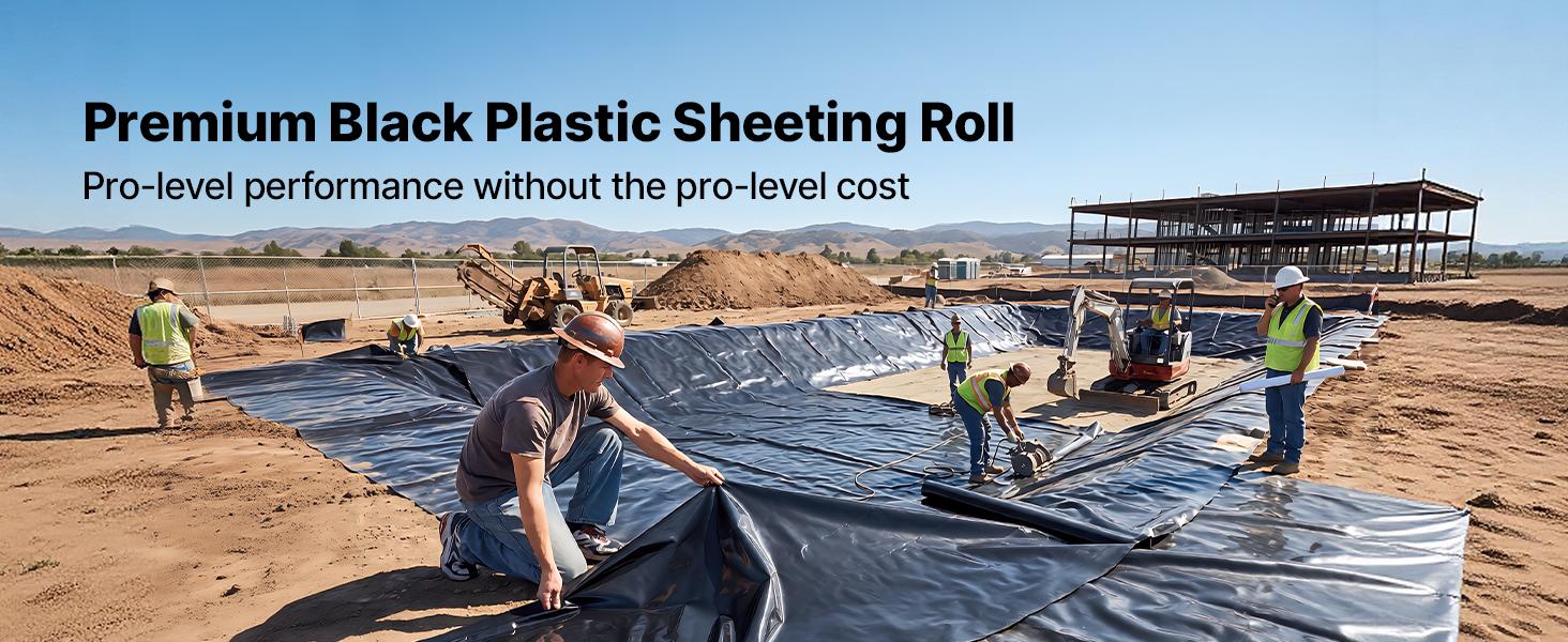 【SummerFinds】VEVOR 12 Mil Heavy-Duty Plastic Sheeting, 10'x100' Waterproof Tear-Resistant Polyethylene Roll, Painters' Drop Cloth Tarp, Crawlspace Vapor Barrier, Weed Control Solution, Black & White 【SummerFinds】VEVOR 12 Mil Heavy-Duty Plastic Sheeting, 10'x100' Waterproof Tear-Resistant Polyethylene Roll, Painters' Drop Cloth Tarp, Crawlspace Vapor Barrier, Weed Control Solution, Black & White