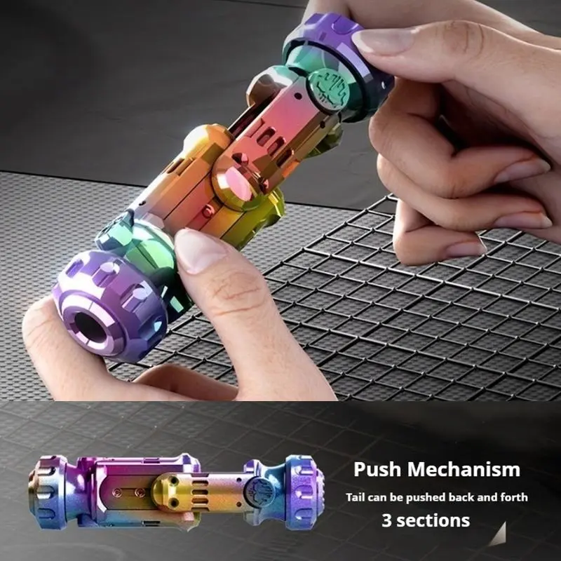 Futuristic Stress Relief Fidget Toy Alloy Metal Decompression Toy Black Multicolor Options 4.72 Inch EDC Anxiety Relief Gadget Volcanic Gray Tungsten Steel Matte Black