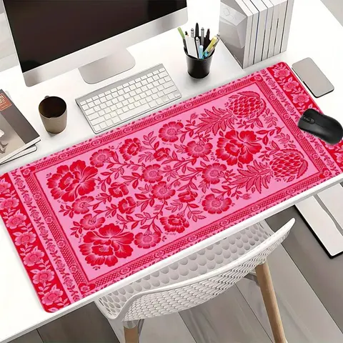 Floral Pattern Mouse Pad, Large Mouse Pad with Non-slip Rubber Base, Rectangle Desk Keyboard Mat for Home Office, Office Desk Accessories, Computer Desk Accessories, Office Supplies