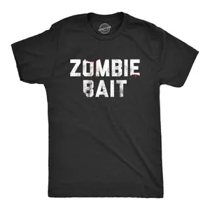 Mens Zombie Bait T shirt Funny Undead Gas Mask Apocalypse Graphic Novelty Tee Mens Funny T Shirts Cool Vintage Fashion T-Shirt Gift Classic Menswear Halloween Apparel for Men Funny Zombie Short Sleeve Novelty Black