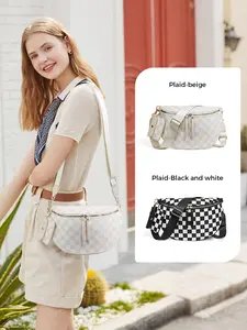 Women's Checked Plaid Crossbody Bag, Checkered Fanny Pack, Checkered Bum Bag, Casual Fanny Pack with Removable Strap & Phone Pocket, Ideal for All-Seasons Everyday Use