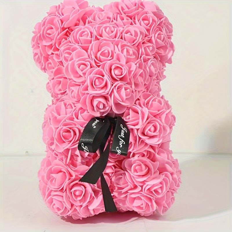 Eternal Rose Bear - Artificial Flower Teddy Bear Keepsake, a Timeless Valentine's & Anniversary Gift for Lasting Romance and Elegant Home Decor