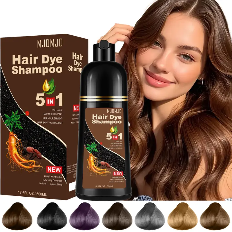 Dark Chocolate Hair Dye Shampoo, 5-in-1 Hair Color Shampoo for