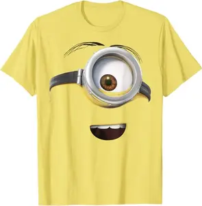 Funny Cartoon Minion Face T-Shirt – Happy One-Eyed Design #Minions #CartoonTee #Streetwear #GraphicTee #CasualShirt