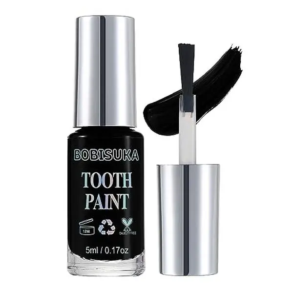 BOBISUKA Black Tooth Paint, Professional Black Out Teeth Makeup Solution - Safe, Quick Dry & Realistic, Perfect for Cosplay, Halloween Makeup, Theater, and Special Effects (5 ml)