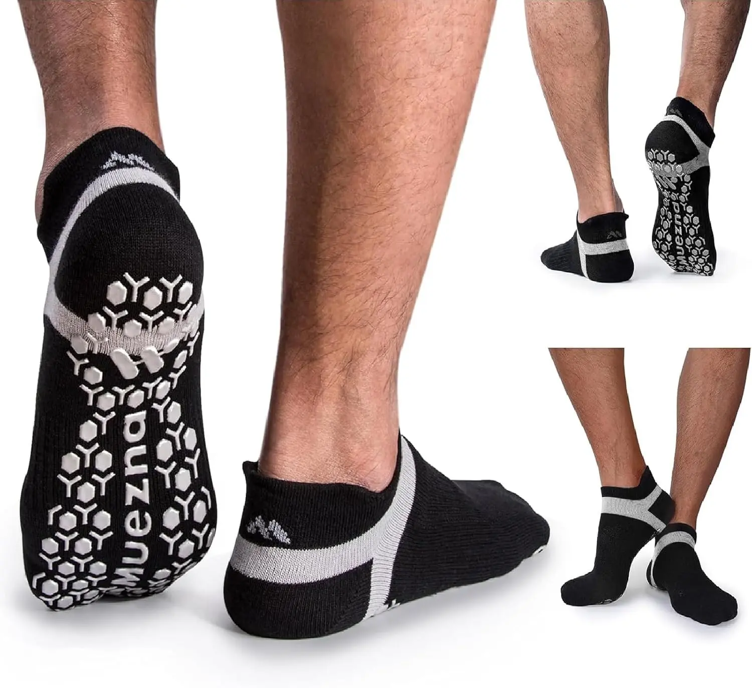 Men's Non-Slip Yoga Socks, Anti-Skid Pilates, Barre, Bikram Fitness Hospital Slipper Socks with Grips